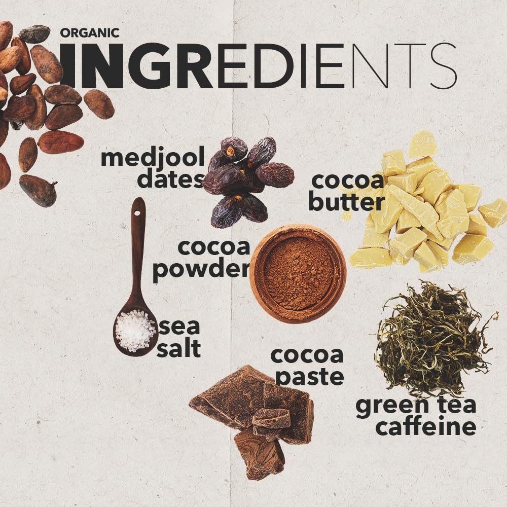 Organic Caffeine Energy Bites: Vegan, Gluten-Free, Keto Snacks with 65mg Caffeine - No Added Sugar - 15 Calorie Chocolate Bites (20 Count)
