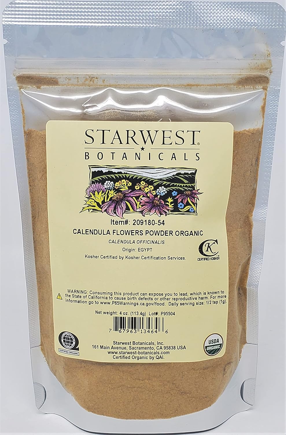 Organic Calendula Flower Powder - 4 Ounces by Starwest Botanicals