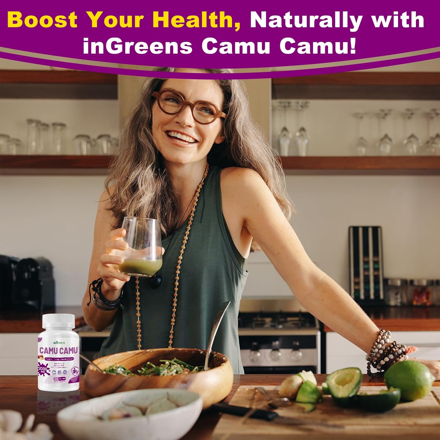 Organic Camu Camu Capsules 2000mg | High Vitamin C & Antioxidants | 60 Capsules, Non-GMO, Gluten-Free | Immune Support & Skin Health