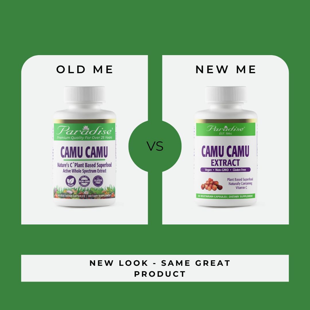 Organic Camu Camu Extract Capsules - 400mg, High Vitamin C Content, Pure & Potent, Gluten Free, Non-GMO, Vegan - 60 Count