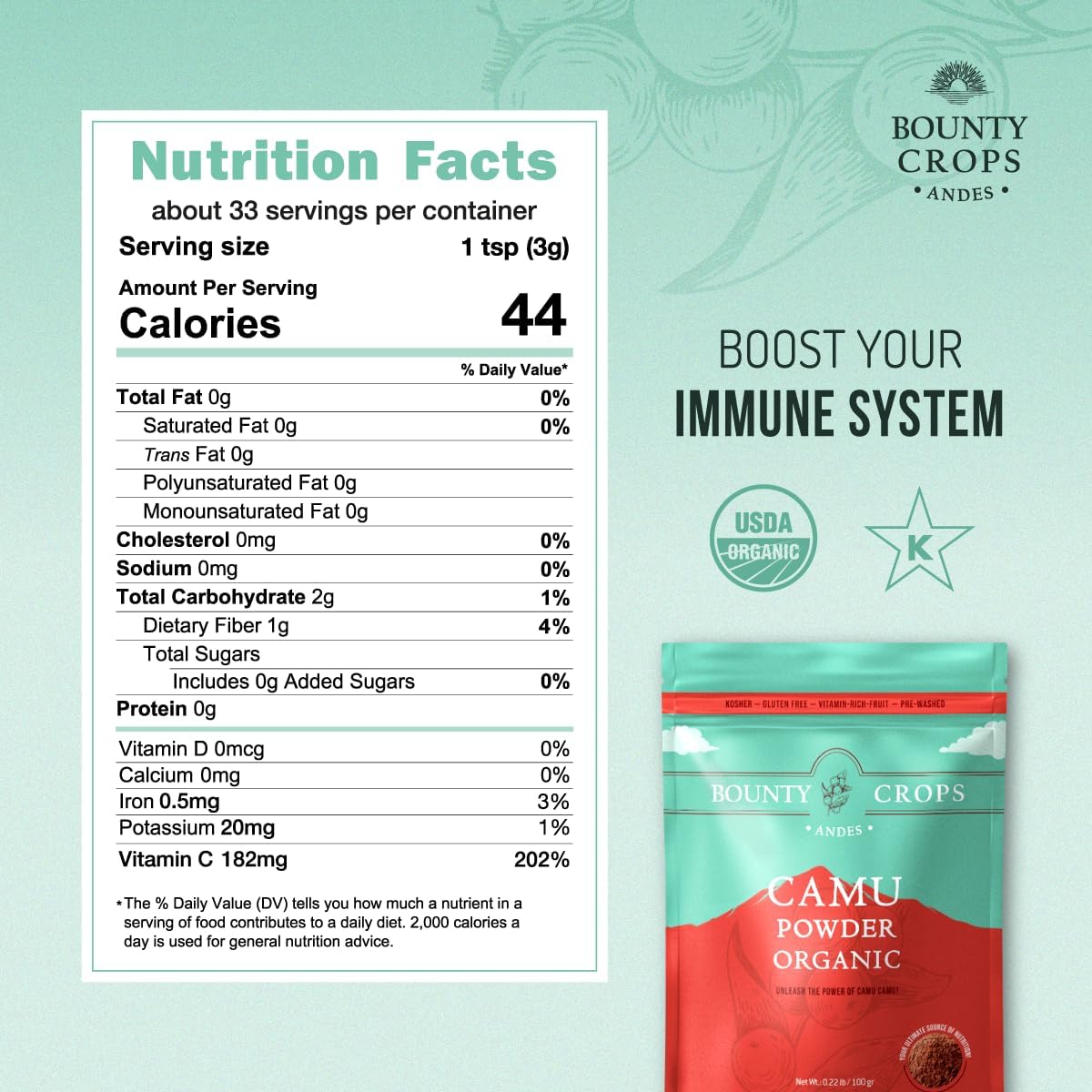 Organic Camu Camu Powder 3.5 oz - High Vitamin C, Non-GMO, Gluten-Free Superfood