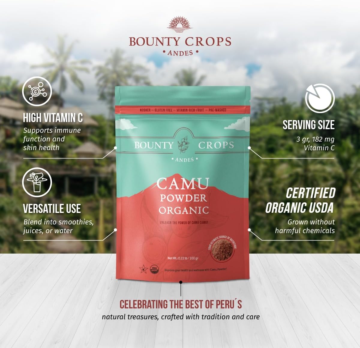 Organic Camu Camu Powder 3.5 oz - High Vitamin C, Non-GMO, Gluten-Free Superfood