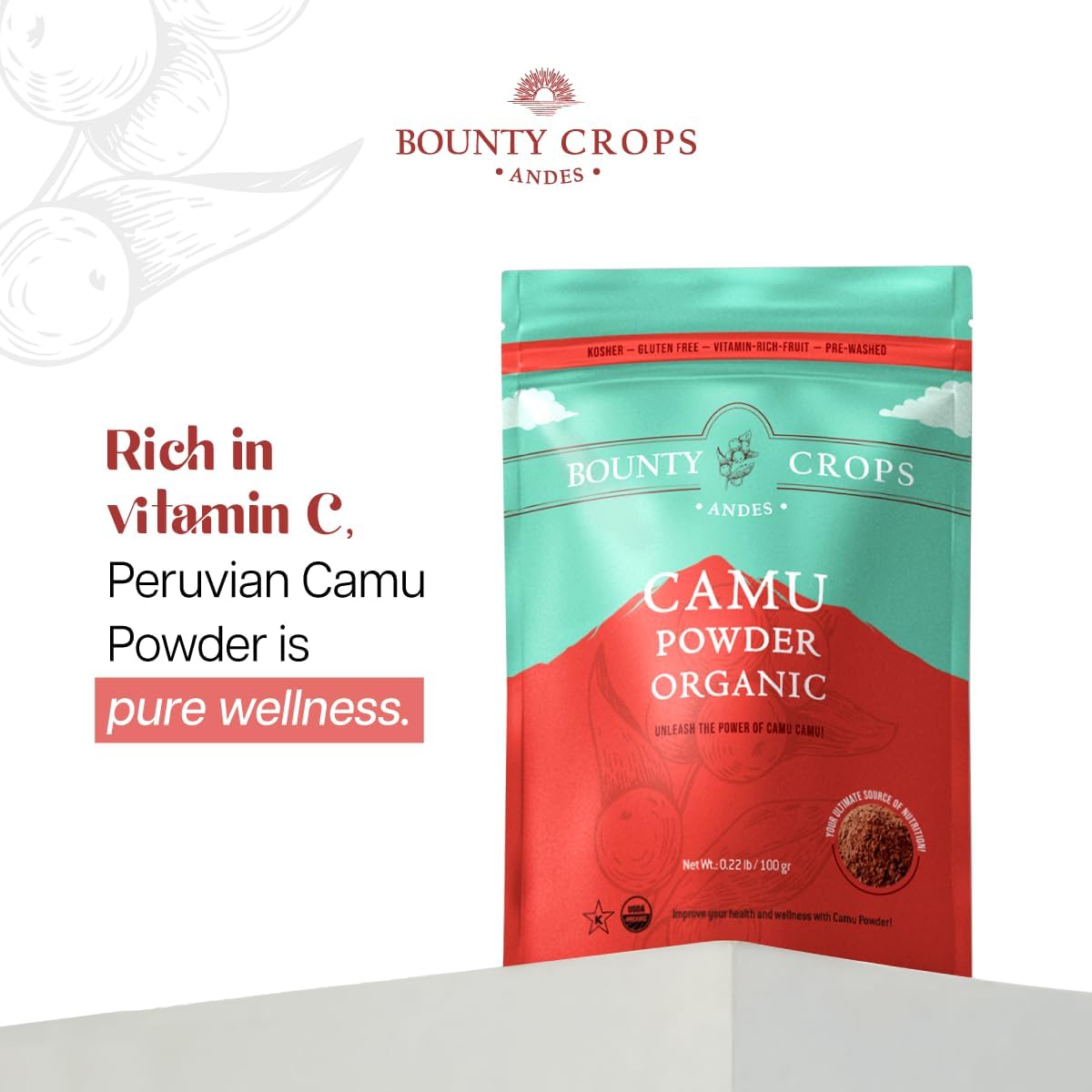 Organic Camu Camu Powder 3.5 oz - High Vitamin C, Non-GMO, Gluten-Free Superfood
