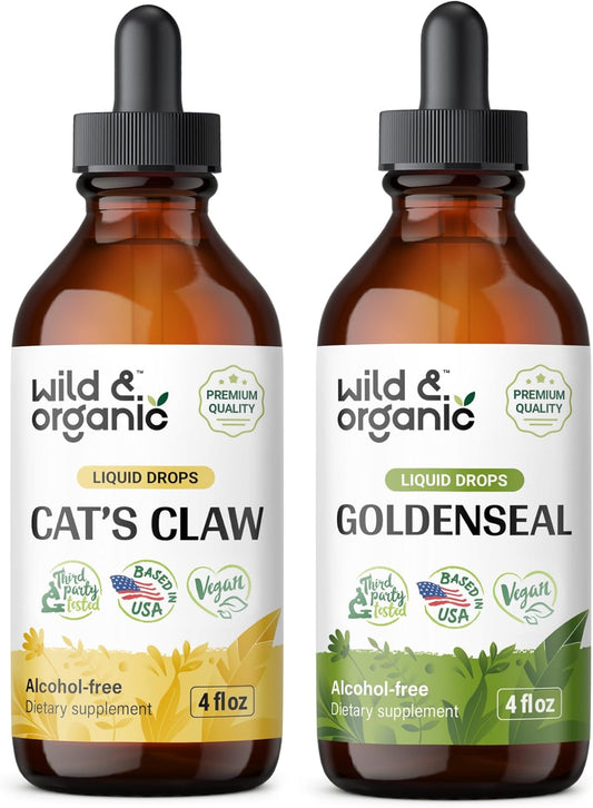 Organic Cat's Claw and Goldenseal Tincture Bundle - 4 fl oz Each