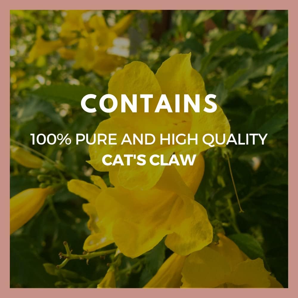 Organic Cat’s Claw Bark & Root Capsules - 1,000mg, 60 Count | Herbal Dietary Supplement for Immune Support | Vegan, Non-GMO, Gluten-Free | Two Month Supply