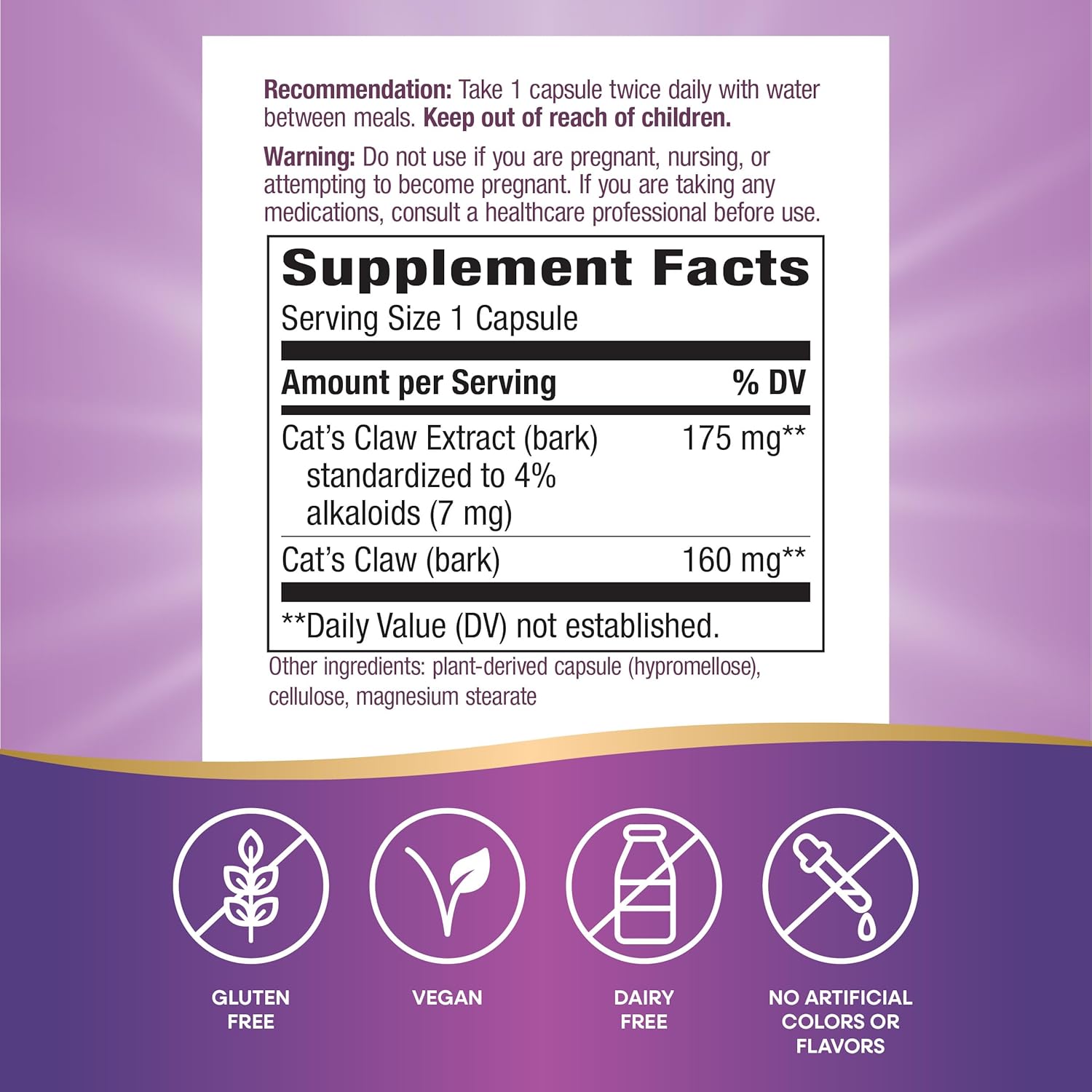 Organic Cat's Claw Extract Capsules - 175mg per Serving, 60 Count by Nature's Way