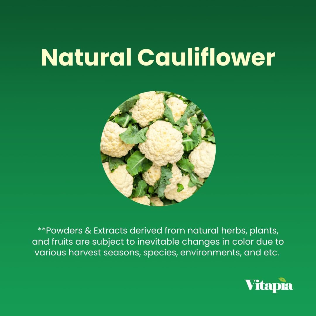 Organic Cauliflower Superfood Veggies Powder Supplement - Natural Vitamins, Minerals, Antioxidants - 120 Capsules, Non-GMO, Gluten-Free