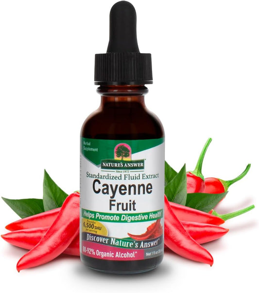 Organic Cayenne Fruit Extract for Digestive Health | High Potency with Natural Alcohol | Vegan & Gluten-Free | 1oz
