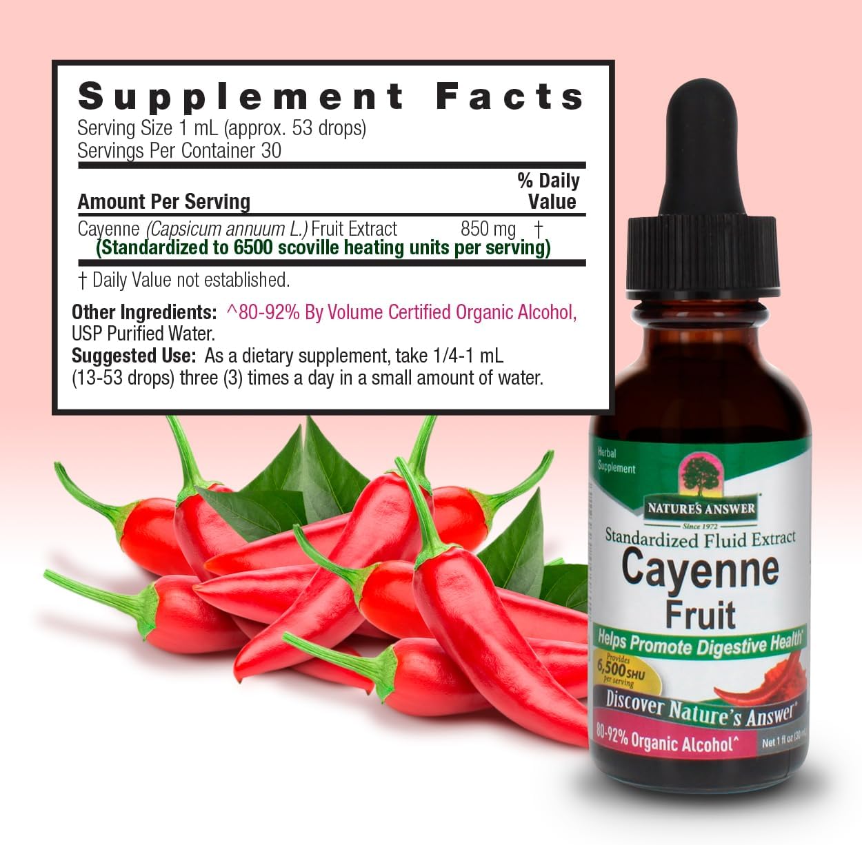 Organic Cayenne Fruit Extract for Digestive Health | High Potency with Natural Alcohol | Vegan & Gluten-Free | 1oz