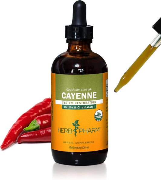 Organic Cayenne Liquid Extract for Cardiovascular and Circulatory Support - 4oz, Herb Pharm