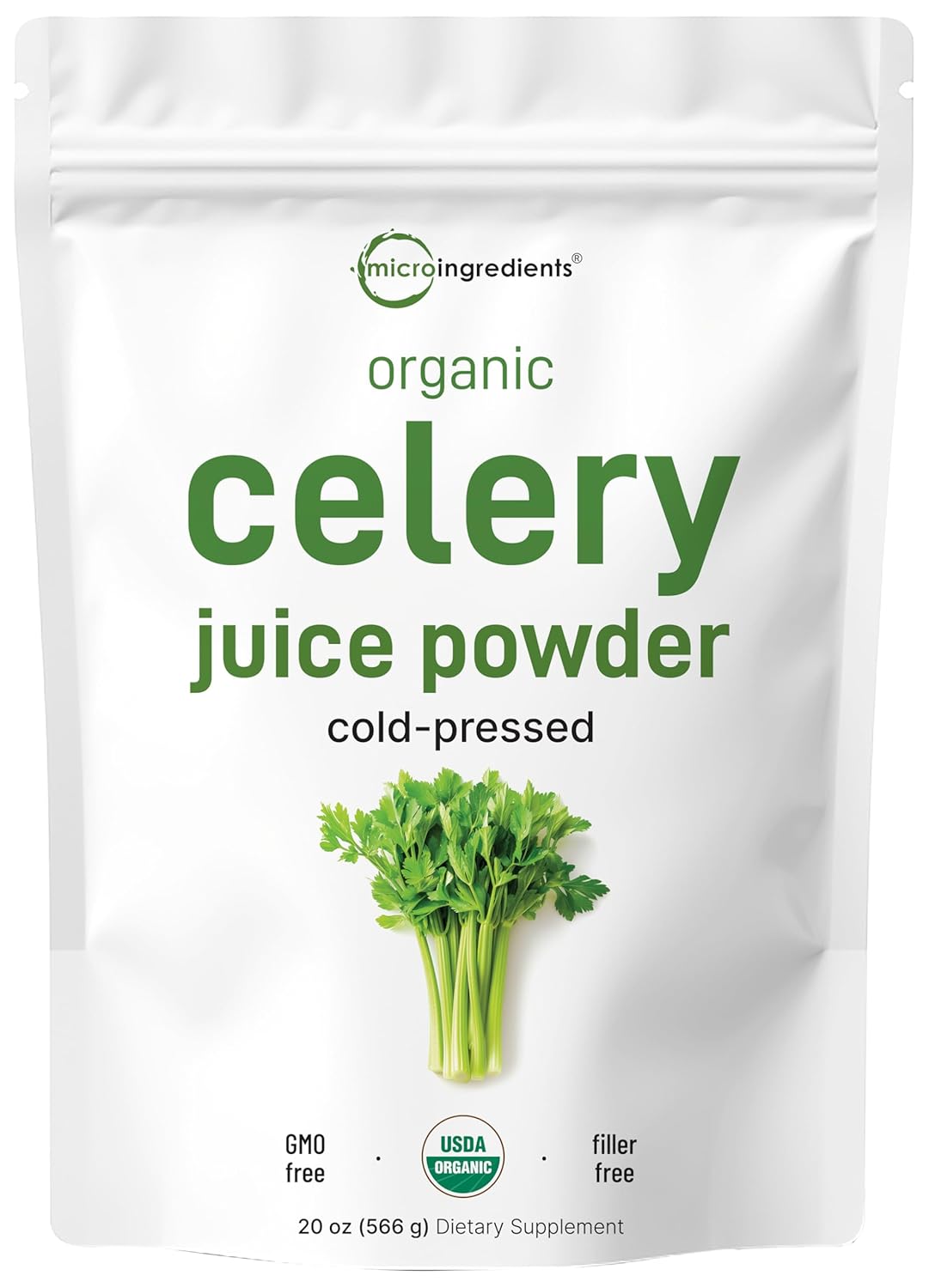 Organic Celery Juice Powder - 20oz (1.25lb) - Detox, Immune Boost, Gut Health - Vegan - Rich in Vitamin C & Minerals