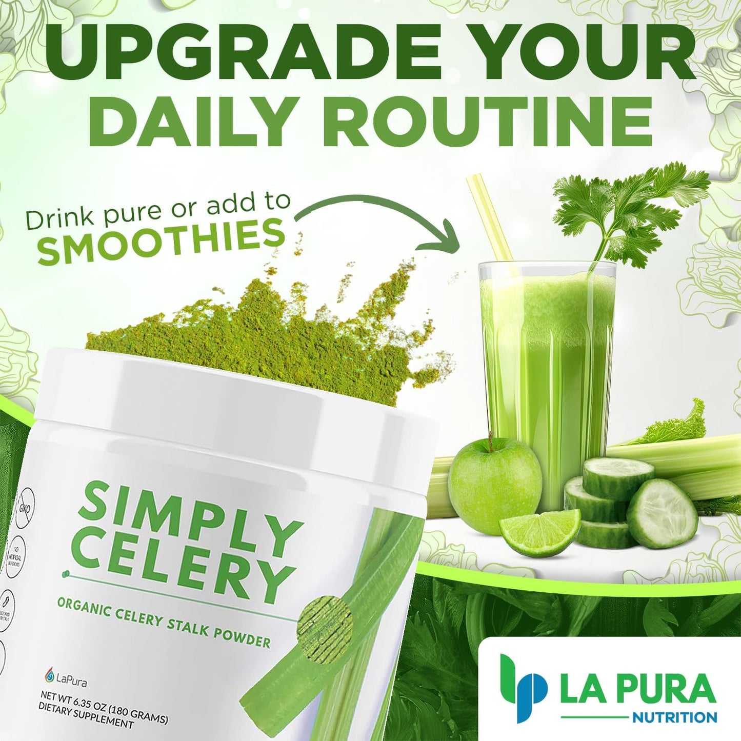 Organic Celery Juice Powder for Gut Health & Detox - Antioxidant Blend to Alleviate Gas & Bloating - Cleanse & Detoxify Naturally