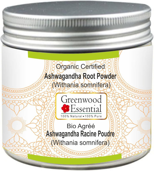 Organic Certified Ashwagandha Powder 50gm - 100% Natural Therapeutic Grade - Greenwood Essential