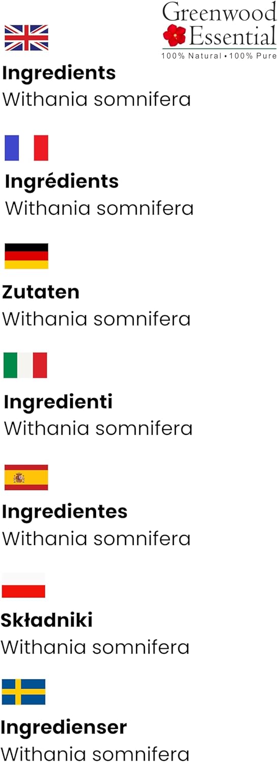 Organic Certified Ashwagandha Powder 50gm - 100% Natural Therapeutic Grade - Greenwood Essential