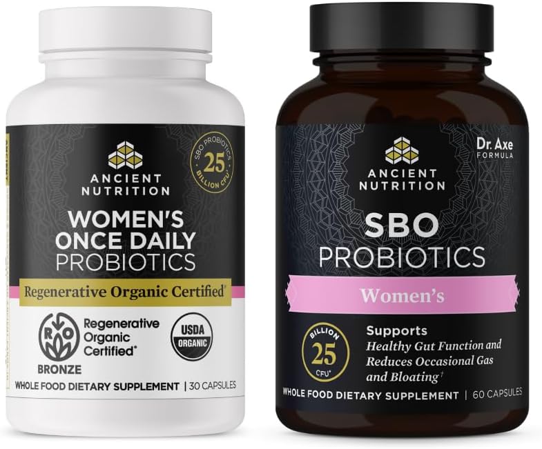 Organic Certified Women's Probiotics Set - Ancient Nutrition, 30 Once Daily + 60 SBO Count