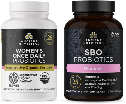 Organic Certified Women's Probiotics Set - Ancient Nutrition, 30 Once Daily + 60 SBO Count