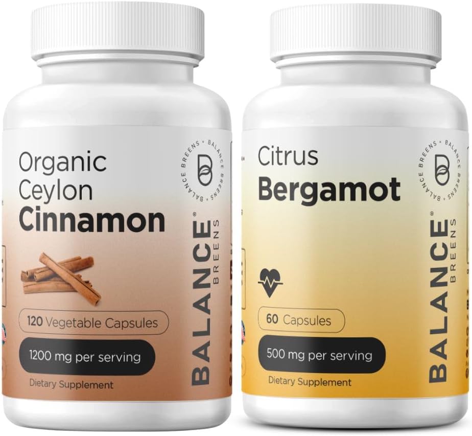 Organic Ceylon Cinnamon and Citrus Bergamot Supplement Combo for Balance and Wellness