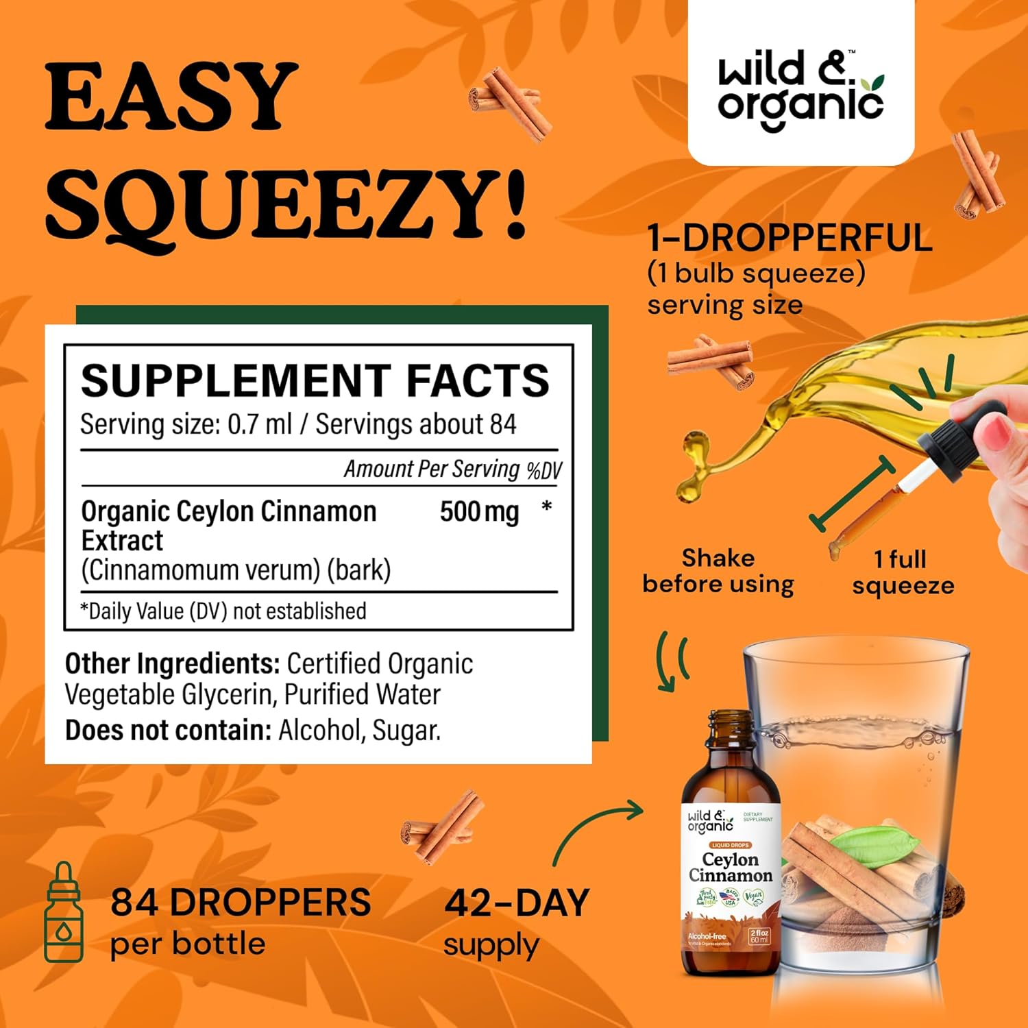 Organic Ceylon Cinnamon and Ginger Root Tincture Bundle - 2 fl oz Each