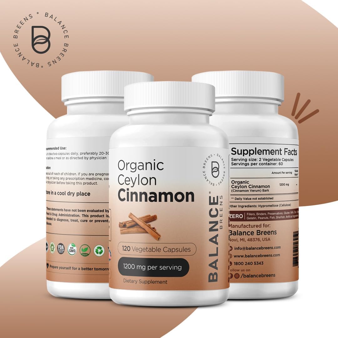 Organic Ceylon Cinnamon and Hyaluronic Acid with Vitamin C Supplement Combo for Balance