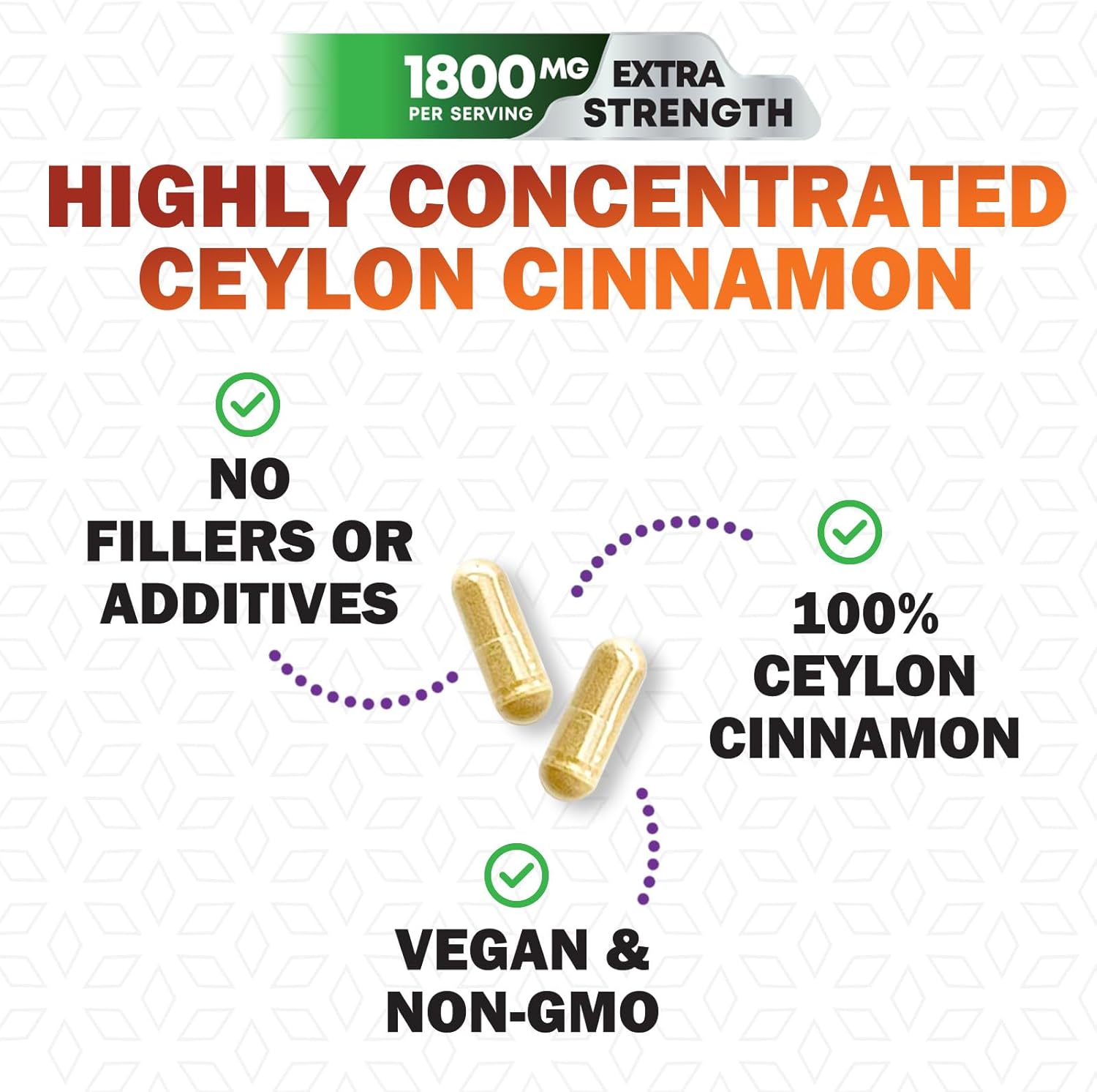 Organic Ceylon Cinnamon Capsules - Non-GMO, Gluten-Free, Dairy-Free Supplement - 60 Pills