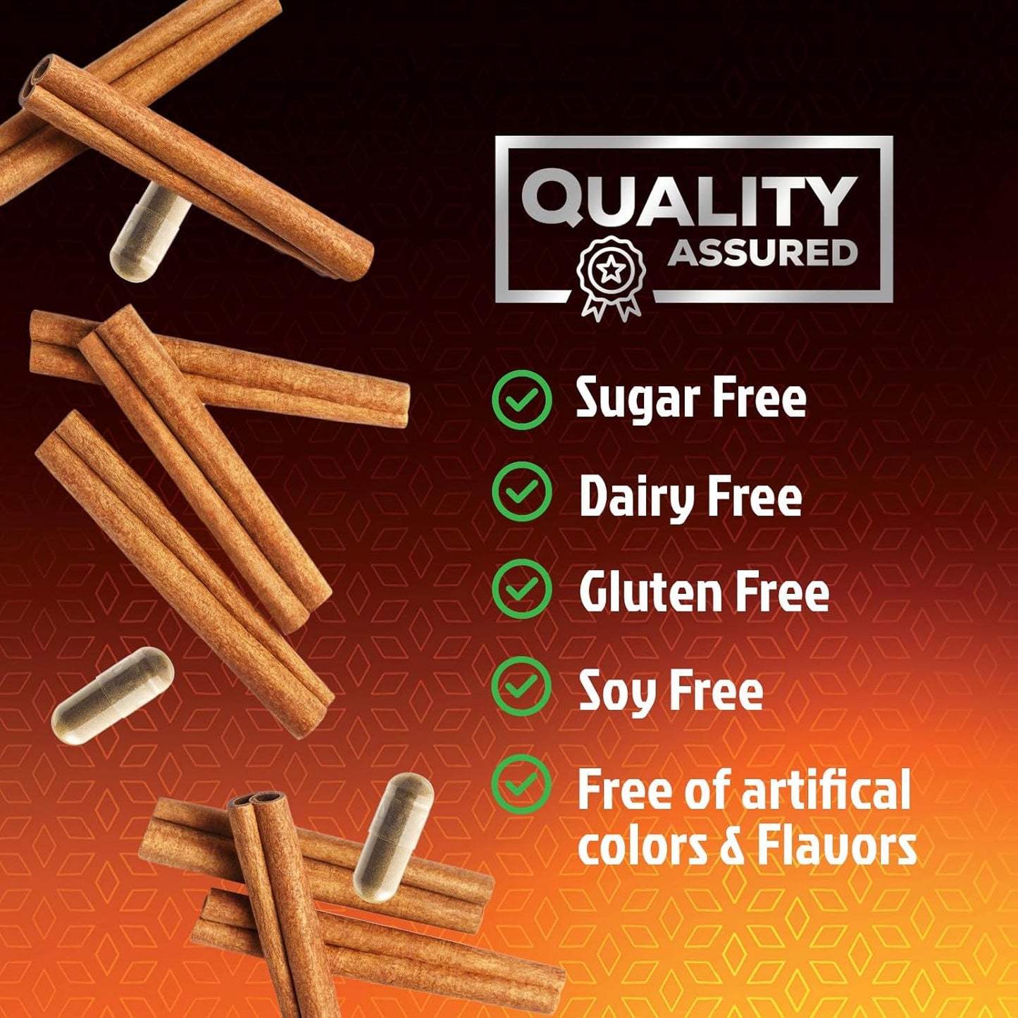 Organic Ceylon Cinnamon Capsules - Non-GMO, Gluten-Free, Dairy-Free Supplement - 60 Pills
