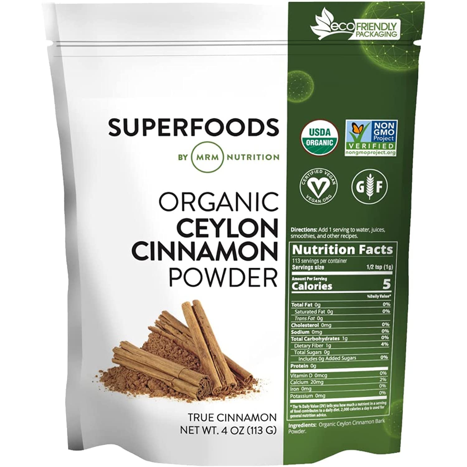 Organic Ceylon Cinnamon Powder by MRM Nutrition | Superfood with Antioxidants for Heart Health | Vegan & Gluten-free | 113 Servings