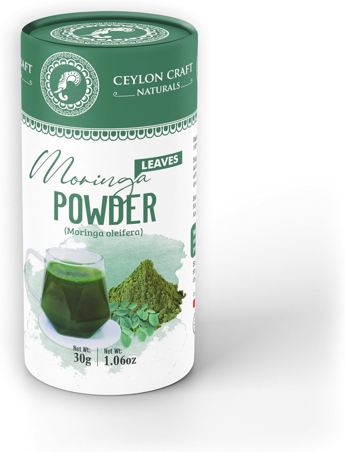 Organic Ceylon Craft Naturals Moringa Leaves Powder - 100% Pure & Natural Sri Lanka Superfood Tea/Herb - 30g