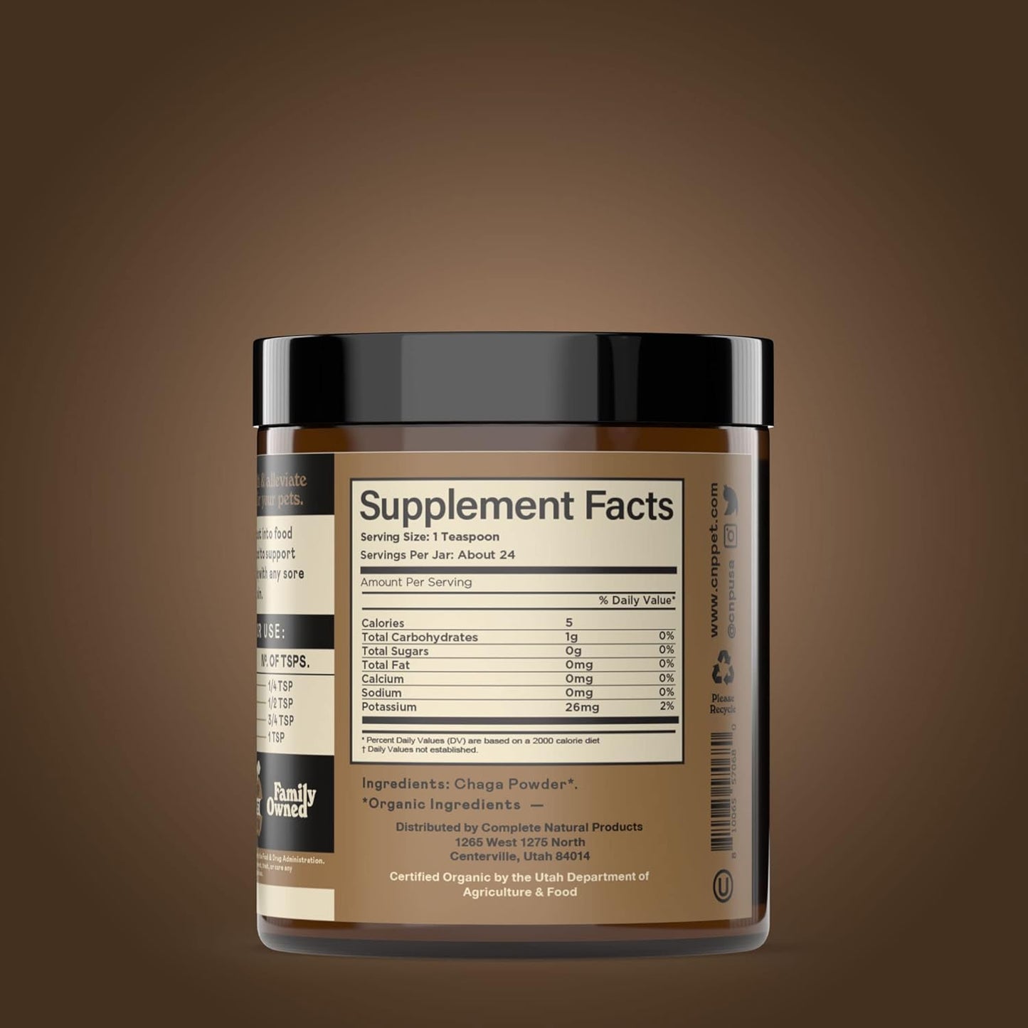 Organic Chaga Mushroom Powder for Pets - 4oz - Pure and Natural