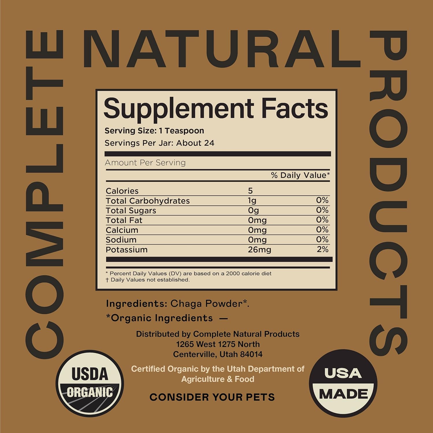 Organic Chaga Mushroom Powder for Pets - 4oz - Pure and Natural