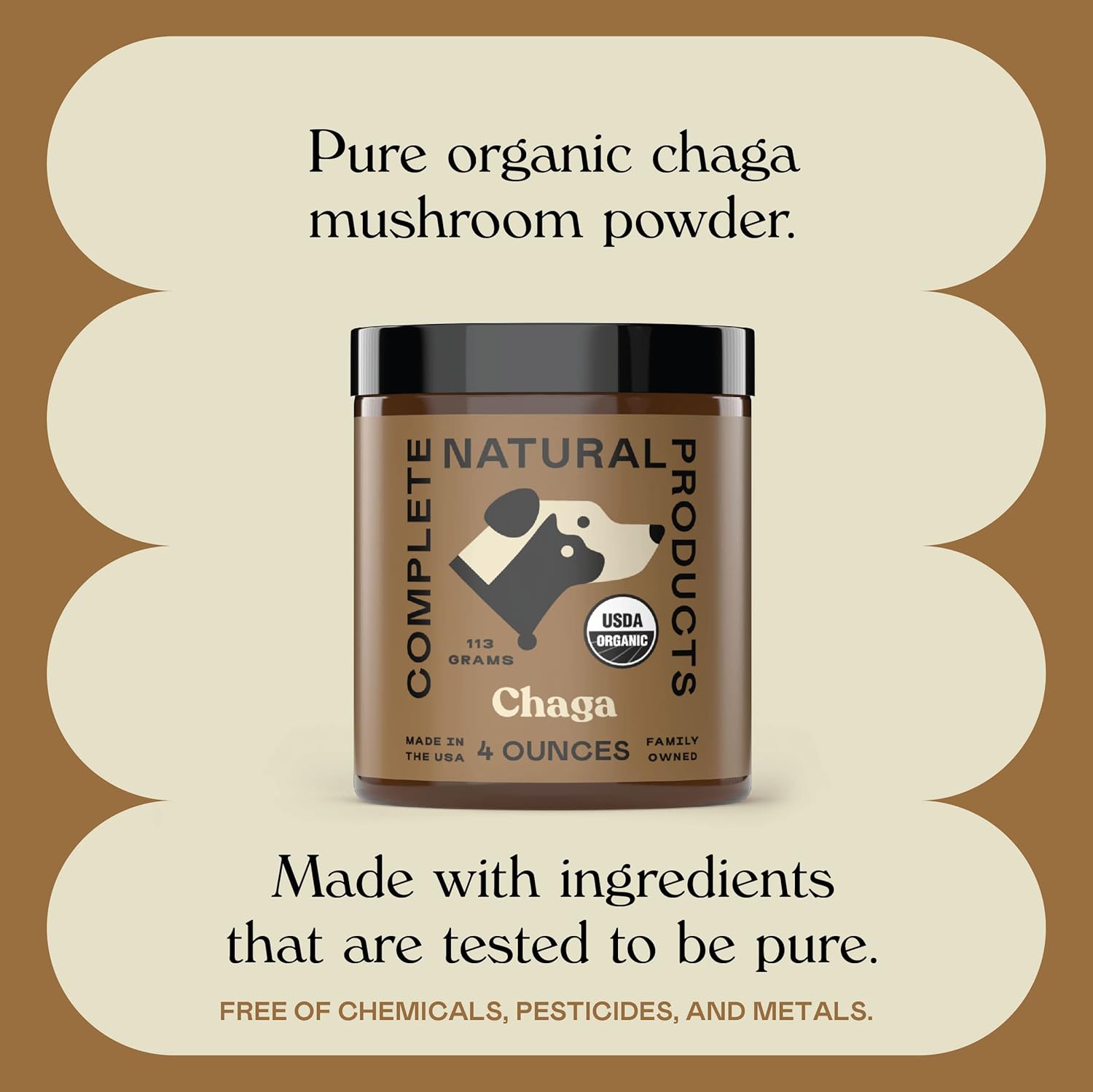 Organic Chaga Mushroom Powder for Pets - 4oz - Pure and Natural