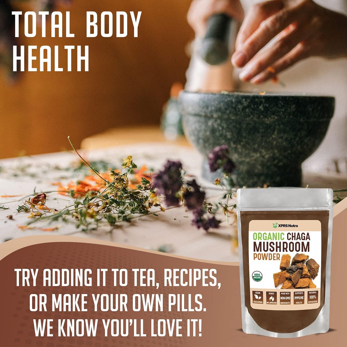 Organic Chaga Powder 8oz + 500 Size 00 Pre-Separated Empty Capsules - XPRS Nutra Bundle