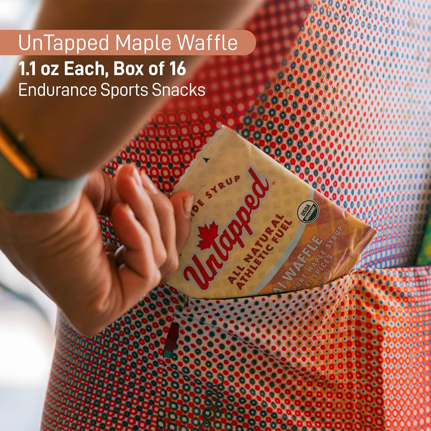 Organic Chai Waffles 1.1 oz Each, Box of 16 - Maple Syrup Sweetened Endurance Sports Snacks | Vegan Real Food Waffles for Athletic Performance