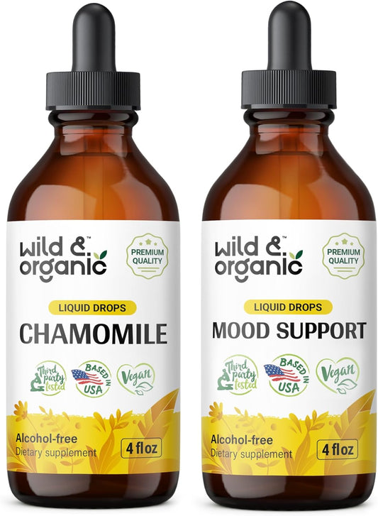 Organic Chamomile and Mood Support Tincture Bundle - 4 fl oz Each