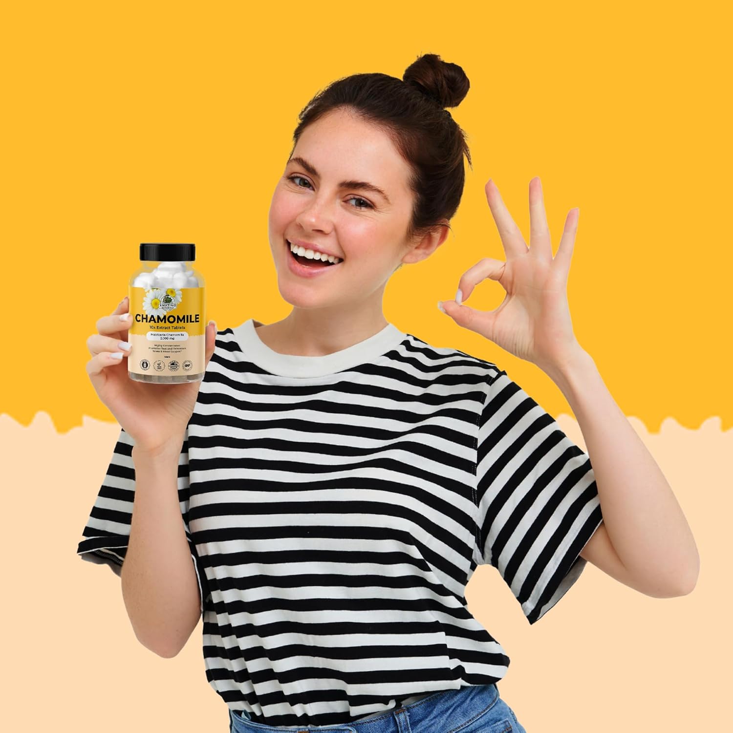 Organic Chamomile Extract Tablets - 10x Strength 2000 MG - Relaxation Supplement - 30 Plant-Based Tablets