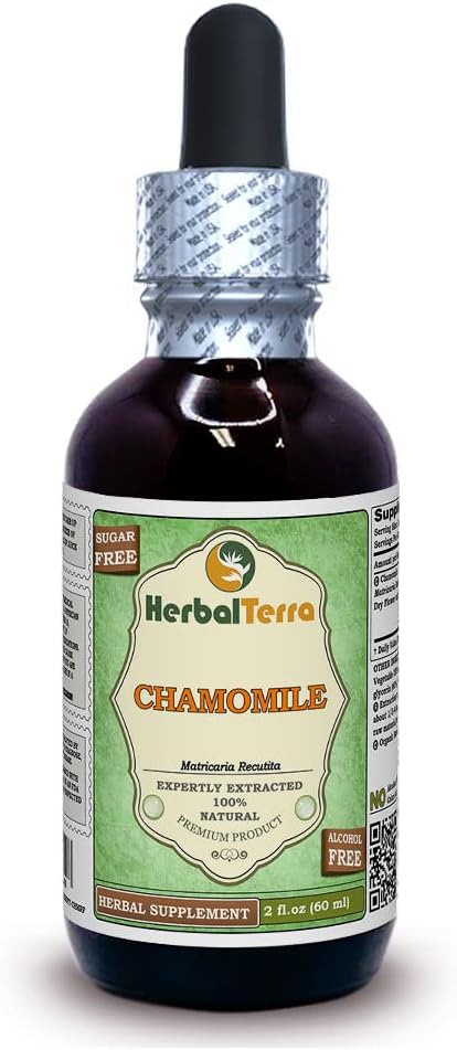 Organic Chamomile Liquid Extract - Alcohol-Free Glycerite by Herbal Terra LLC 2 oz