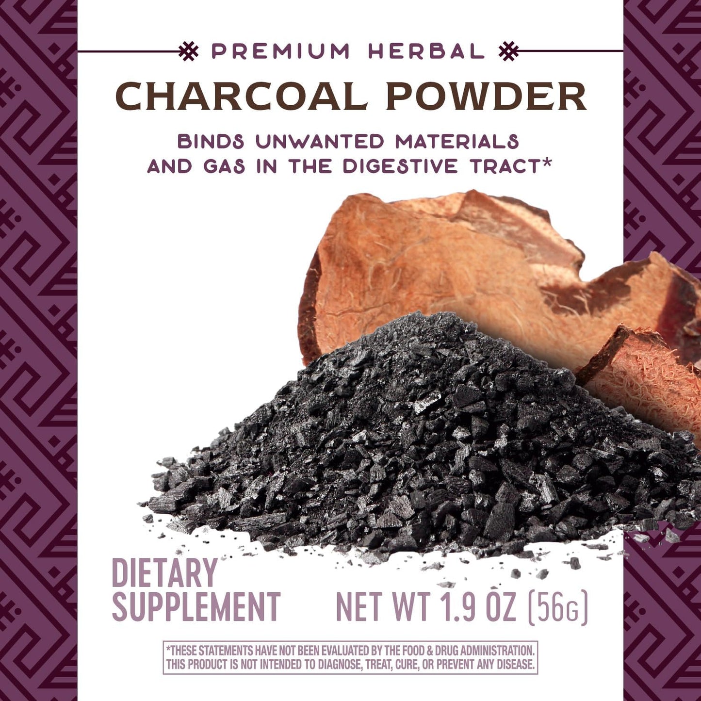 Organic Charcoal Powder 800mg per Serving, BPA-Free Packaging - Nature's Way Herbal Supplement