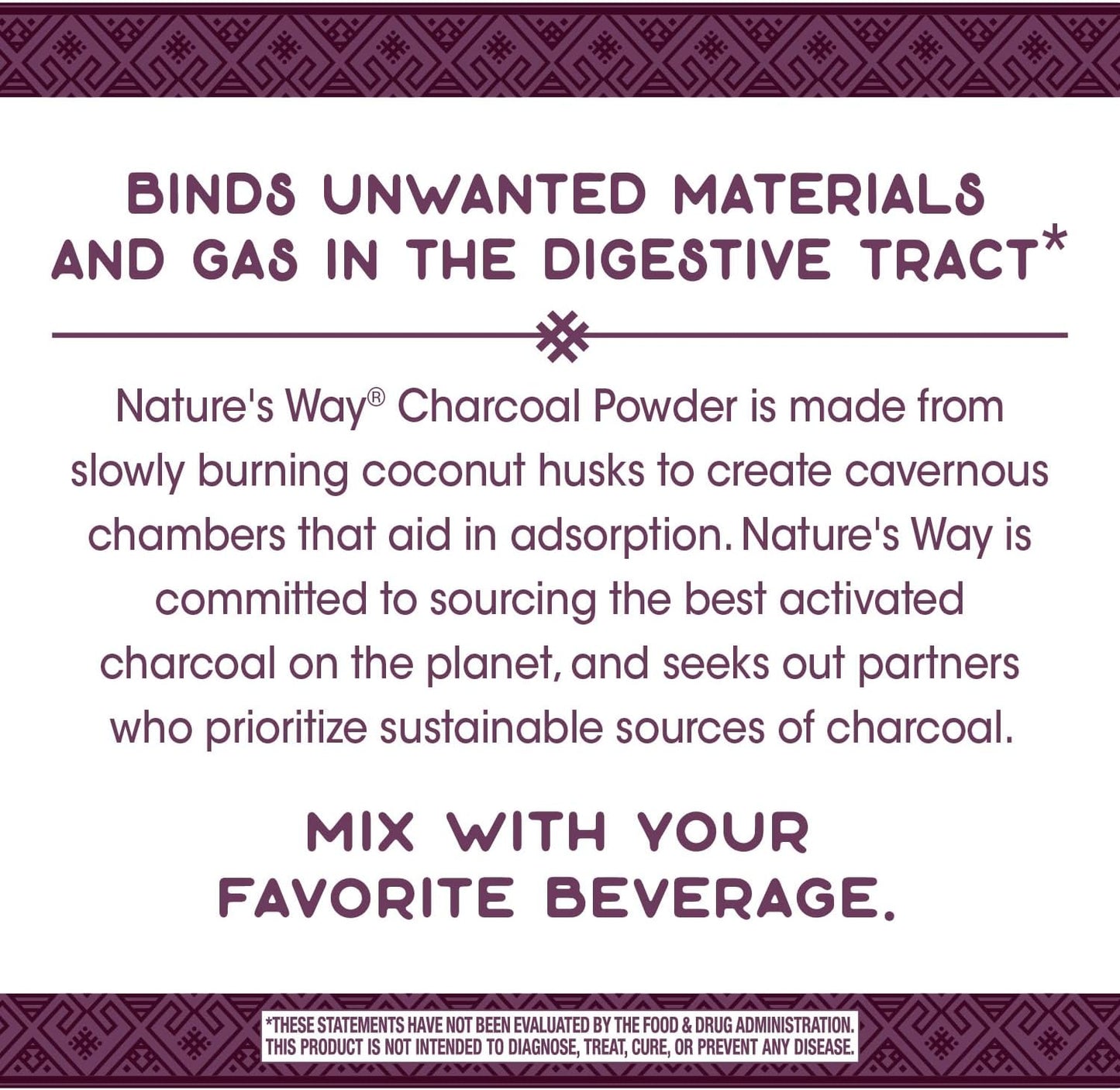 Organic Charcoal Powder 800mg per Serving, BPA-Free Packaging - Nature's Way Herbal Supplement