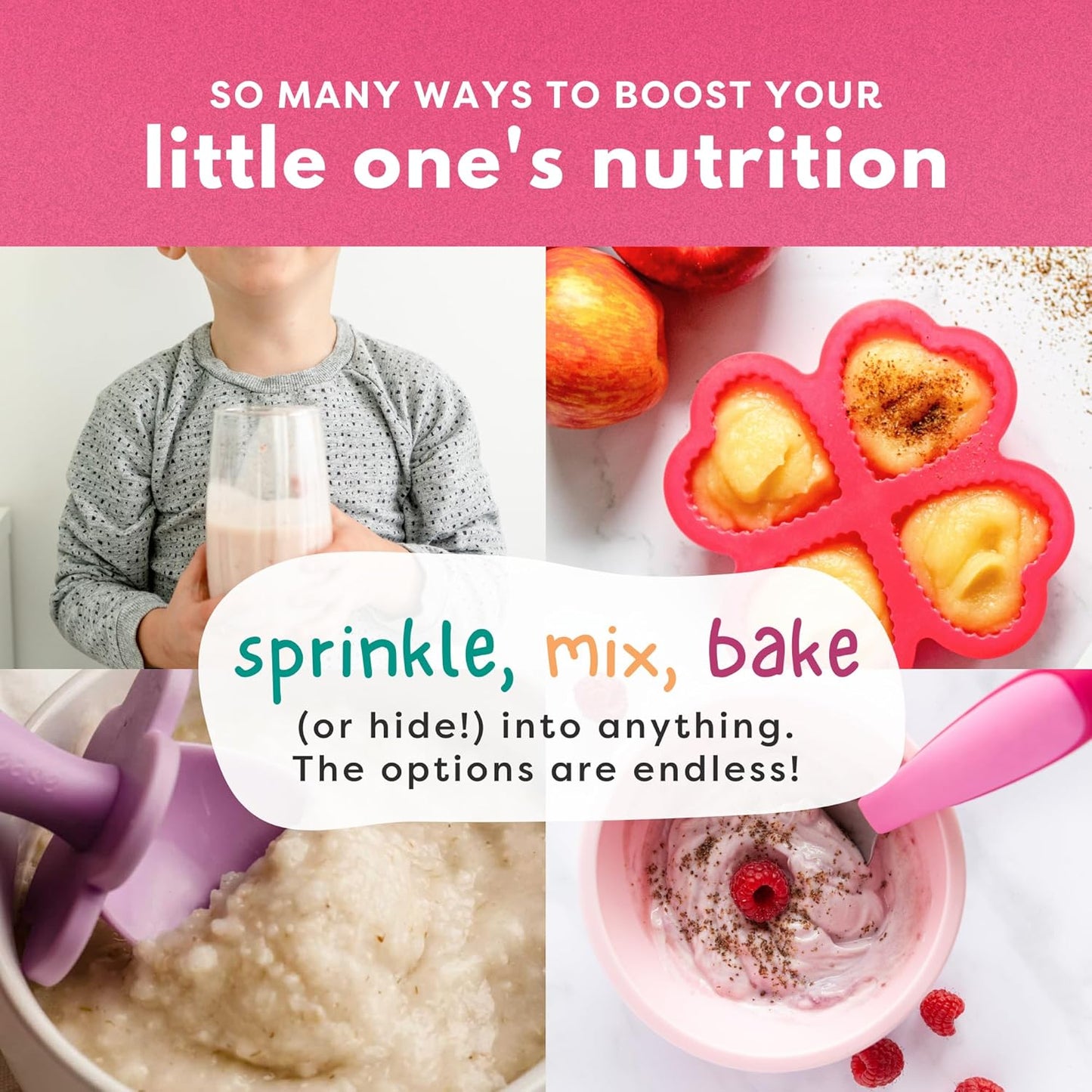 Organic Chia & Flax Seed Digestion Blend with Probiotics for Babies, Toddlers, and Kids - Apple & Cinnamon Flavor - 7oz Pack - BoostGo Australia