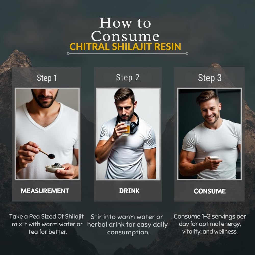 Organic Chitral Himalayan Shilajit Resin - 100% Pure Gold-Graded Authentic Mountain Black Shilajit for Men & Women - 1 oz