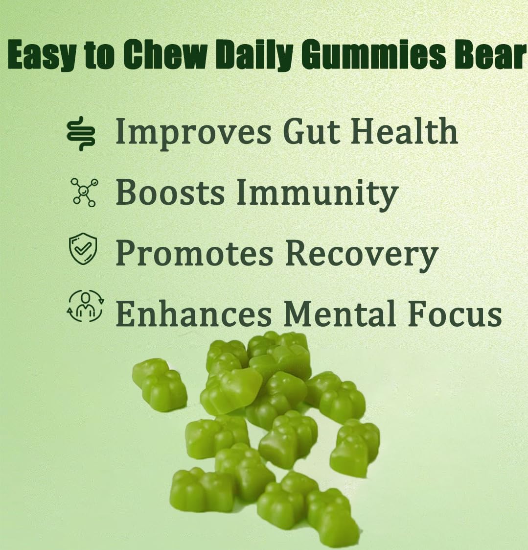 Organic Chlorella and Spirulina Gummies for Digestive & Gut Health - Super Greens Packets with Multi-Fruits Vegetables - 224 Gummy Bears