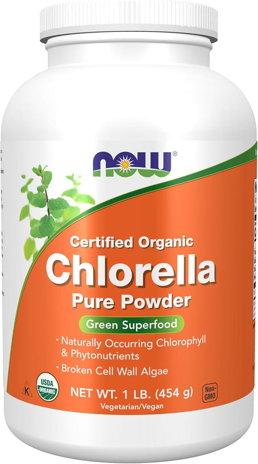 Organic Chlorella Powder 1lb: Rich in Chlorophyll, Beta-Carotene, Carotenoids, Vitamin C, Iron & Protein by NOW Foods