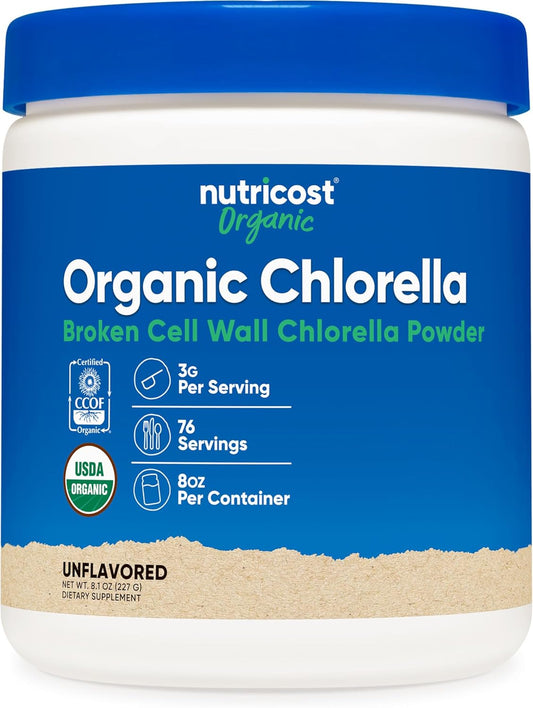 Organic Chlorella Powder 8oz - 3000mg Per Serving - Nutricost - Non-GMO, Gluten Free