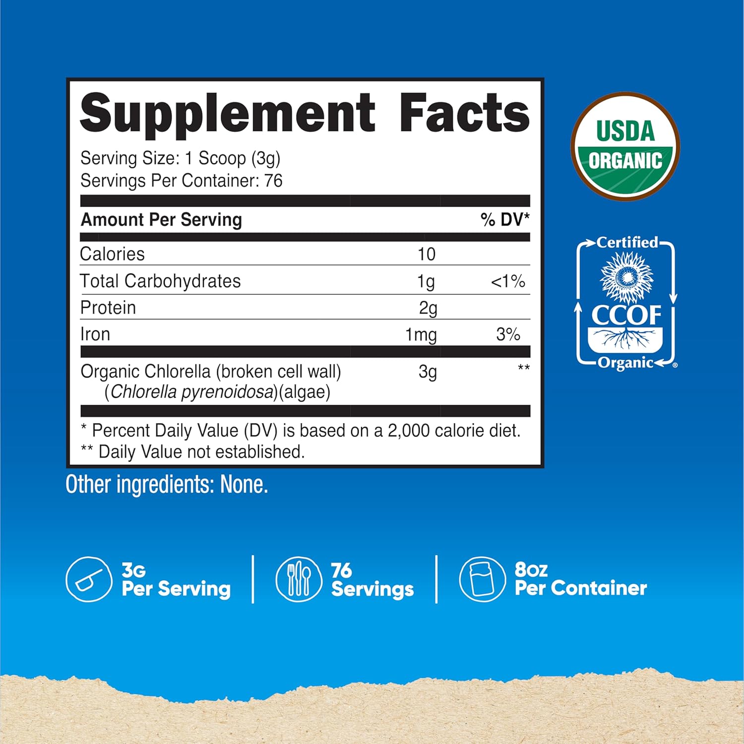 Organic Chlorella Powder 8oz - 3000mg Per Serving - Nutricost - Non-GMO, Gluten Free