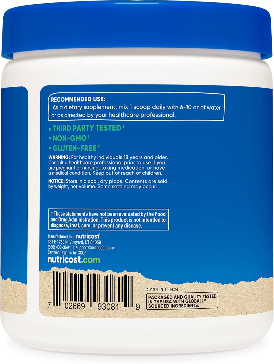 Organic Chlorella Powder 8oz - 3000mg Per Serving - Nutricost - Non-GMO, Gluten Free