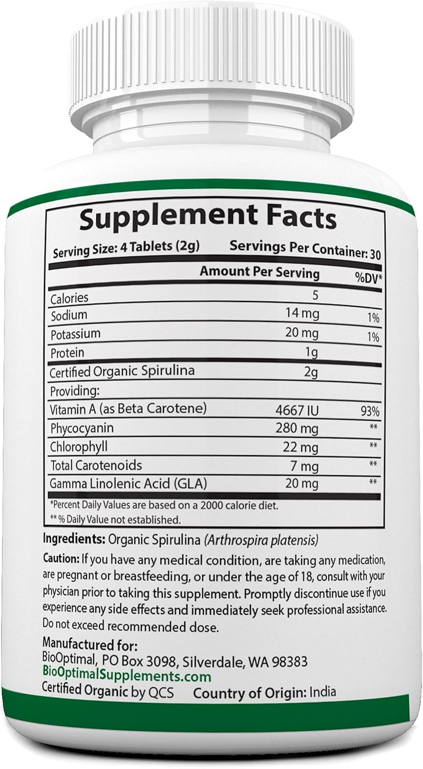 Organic Chlorella Spirulina Bundle - 120 Count Tablets Each, Premium Quality, 4 Organic Certifications