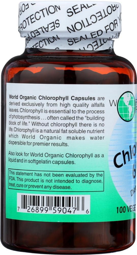 Organic Chlorophyll Capsules - 60MG, 100 Count - Natural Detox and Antioxidant Support