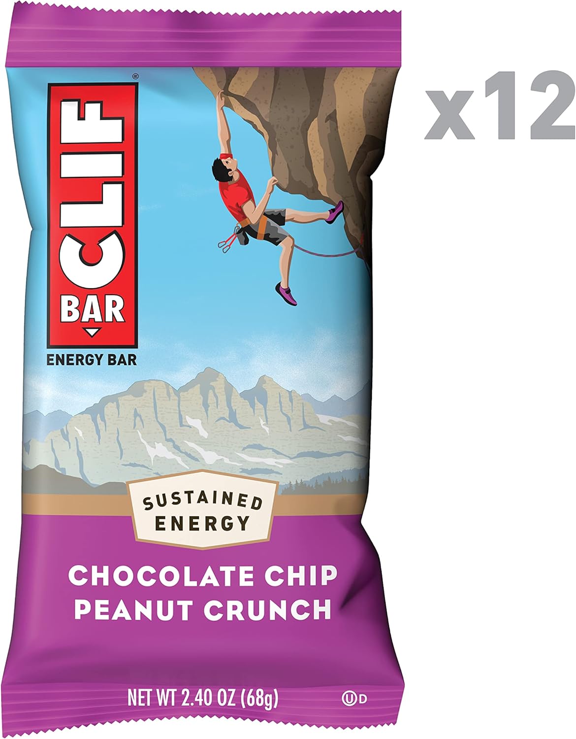 Organic Chocolate Chip Peanut Crunch Energy Bars - Plant Based - Vegetarian - Kosher - 2.4 oz Protein Bars, 12 Pack
