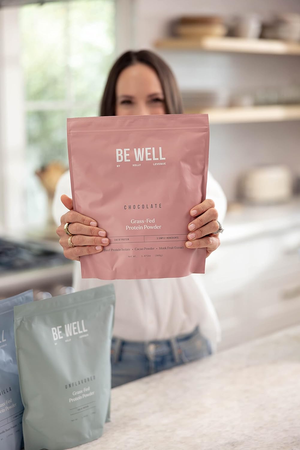 Organic Chocolate Grass-Fed Beef Protein Powder by Kelly LeVeque - 24g Protein, 1g Net Carbs - 30 Servings, 9 Amino Acids, No Soy, Dairy, Stevia, or Added Sugar - 1.87lb