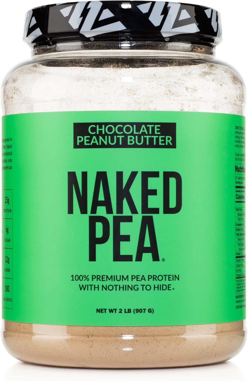 Organic Chocolate Peanut Butter Protein Powder - Naked Pea Protein from US & Canadian Farms, Non-GMO, Gluten-Free, Supports Growth and Recovery - 21 Servings