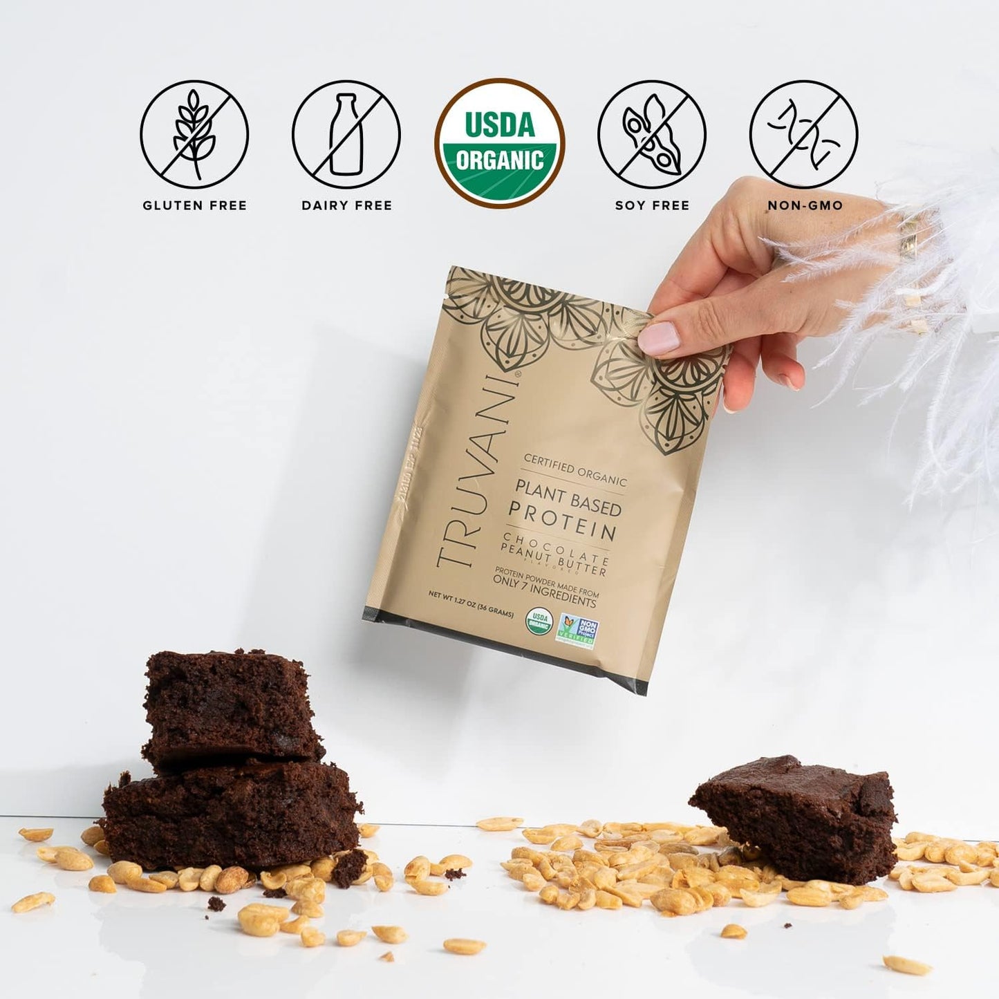 Organic Chocolate Peanut Butter Vegan Pea Protein Powder - 20g Protein, Keto, Gluten & Dairy Free, Low Carb, No Sugar Added - 10 Travel Packets - BoostGo Australia
